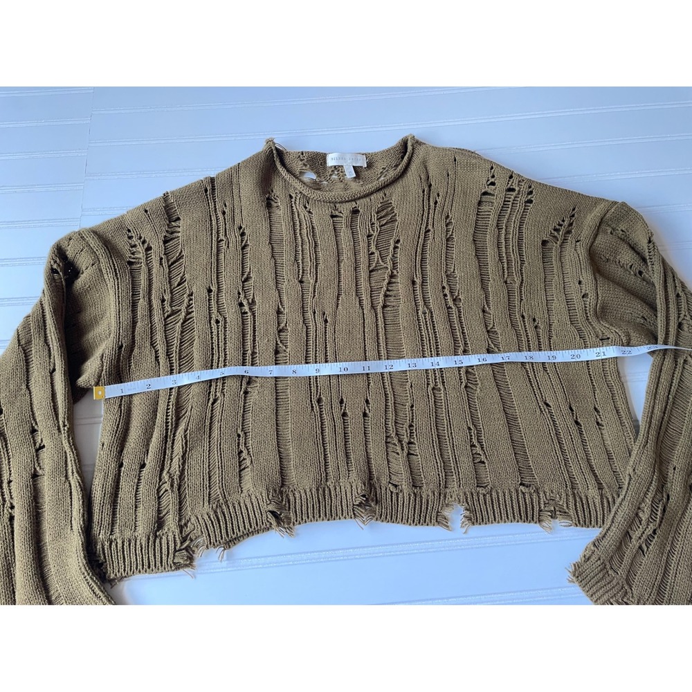 Open Knit Sweater Women Sz M Layer Military Green Distressed Fairy Grunge Goblin - Picture 5 of 11